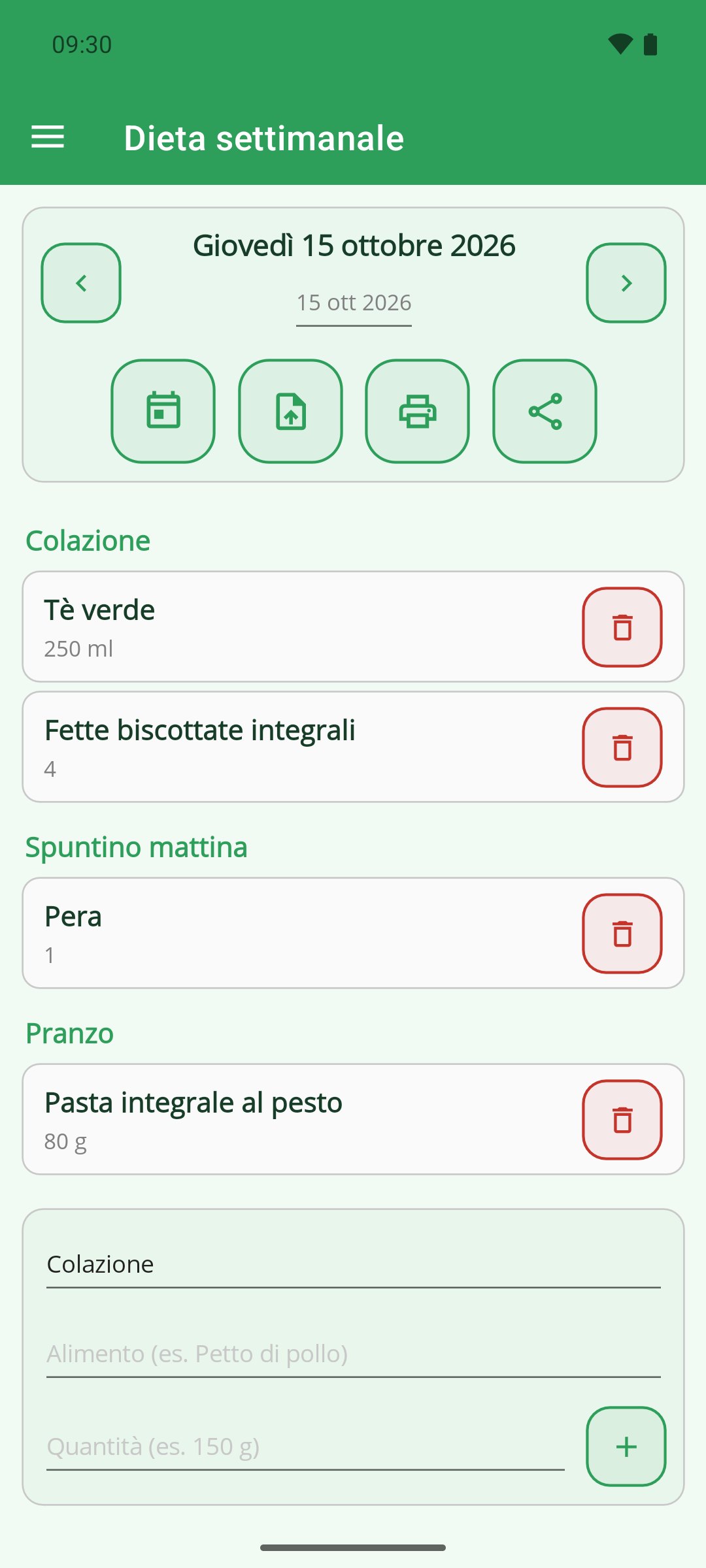 La Mia Dieta — la dieta del giorno