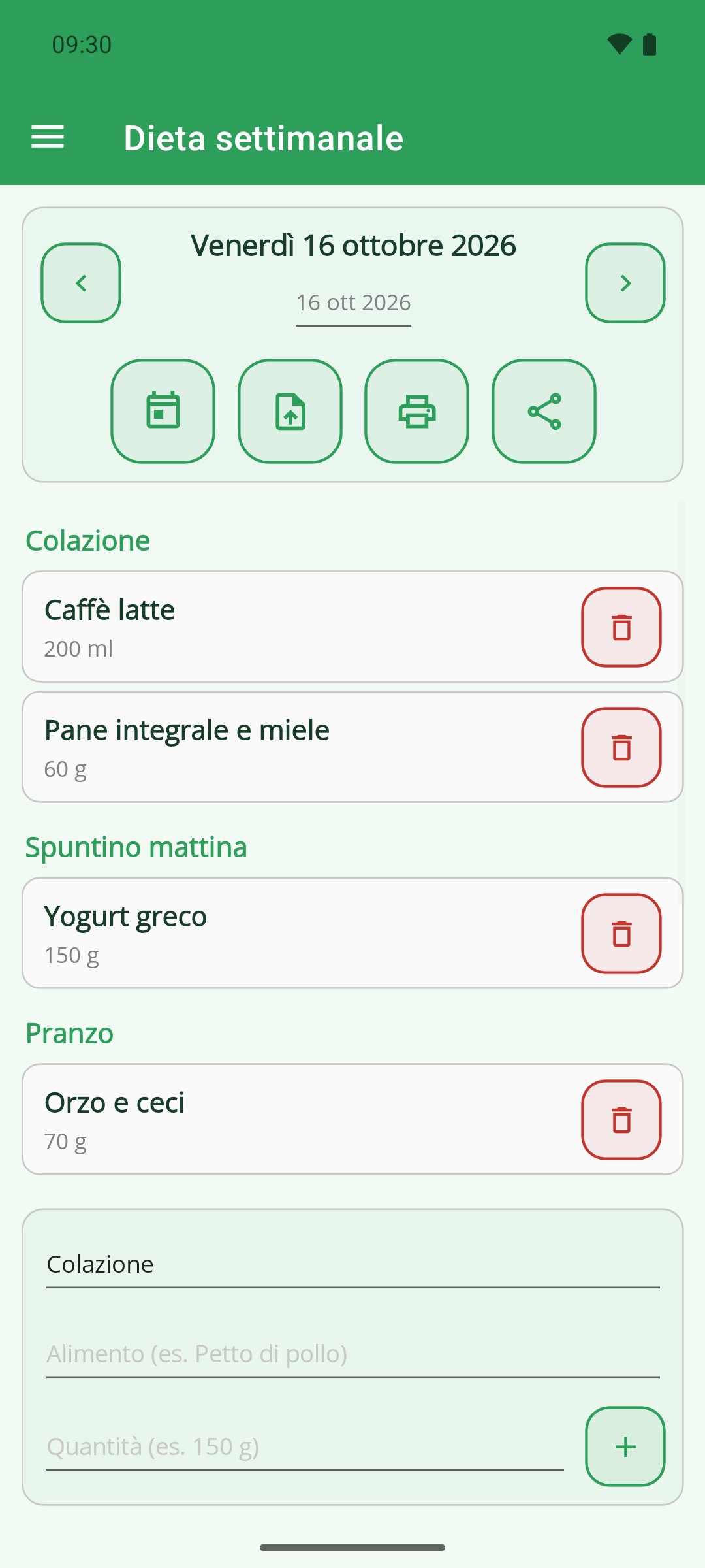 La Mia Dieta — il giorno successivo