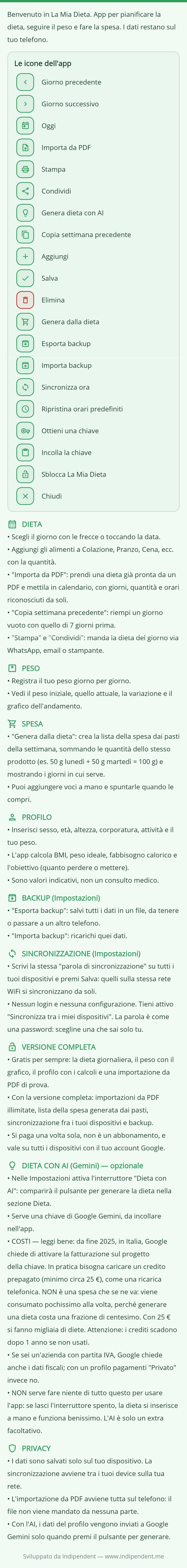 La Mia Dieta — la guida all'uso, per intero