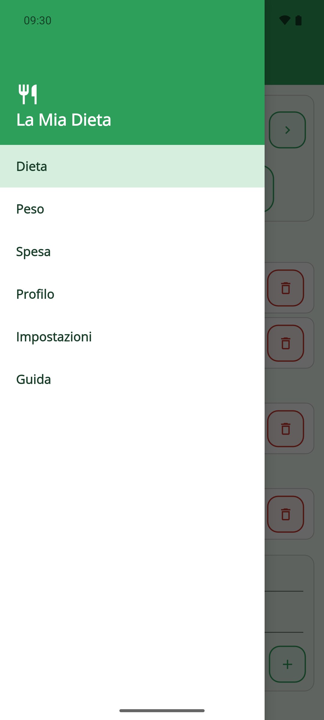 La Mia Dieta — menu