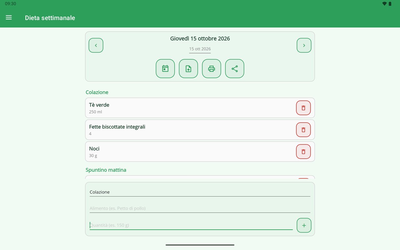 La Mia Dieta su tablet — l’alimento aggiunto