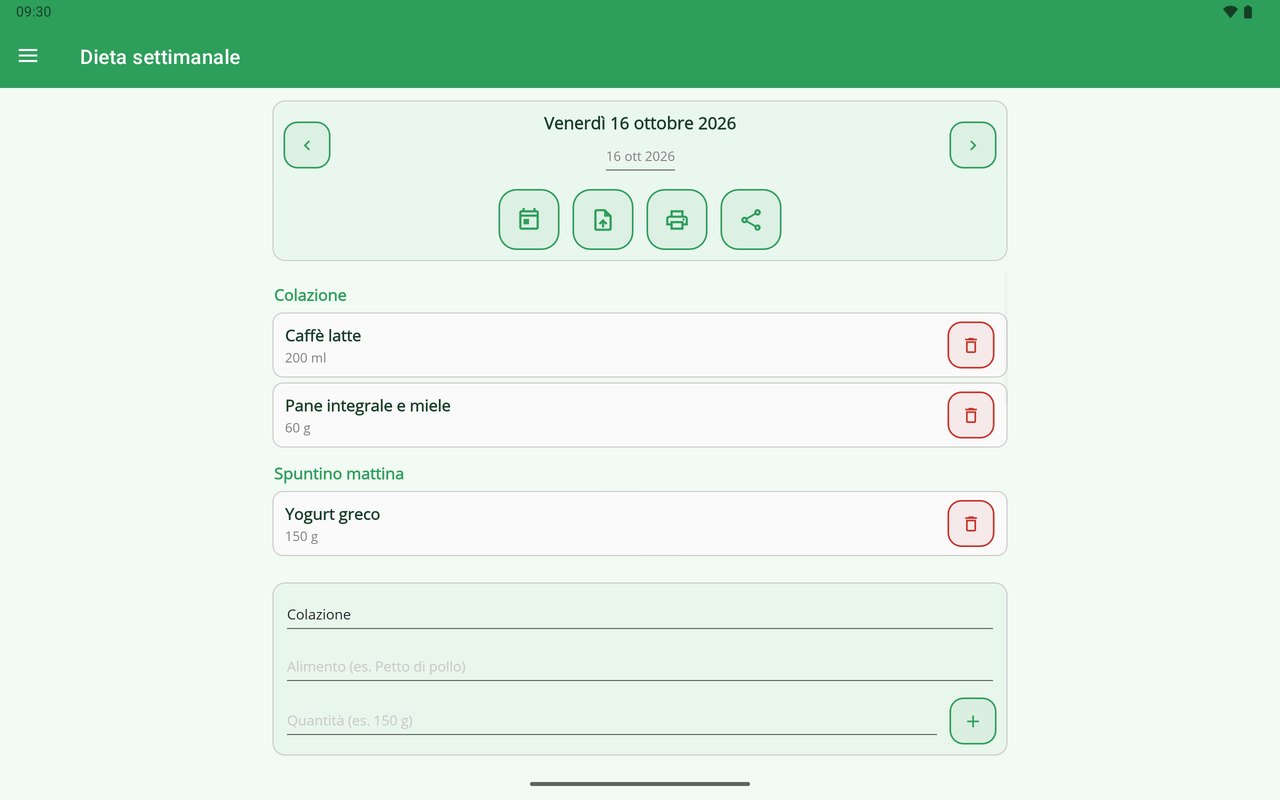 La Mia Dieta su tablet — il giorno dopo