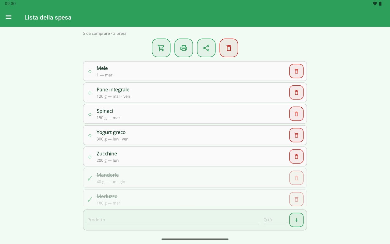 La Mia Dieta su tablet — un prodotto preso
