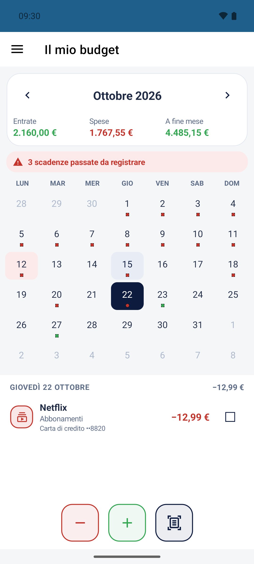 Il Mio Budget — un altro giorno del mese