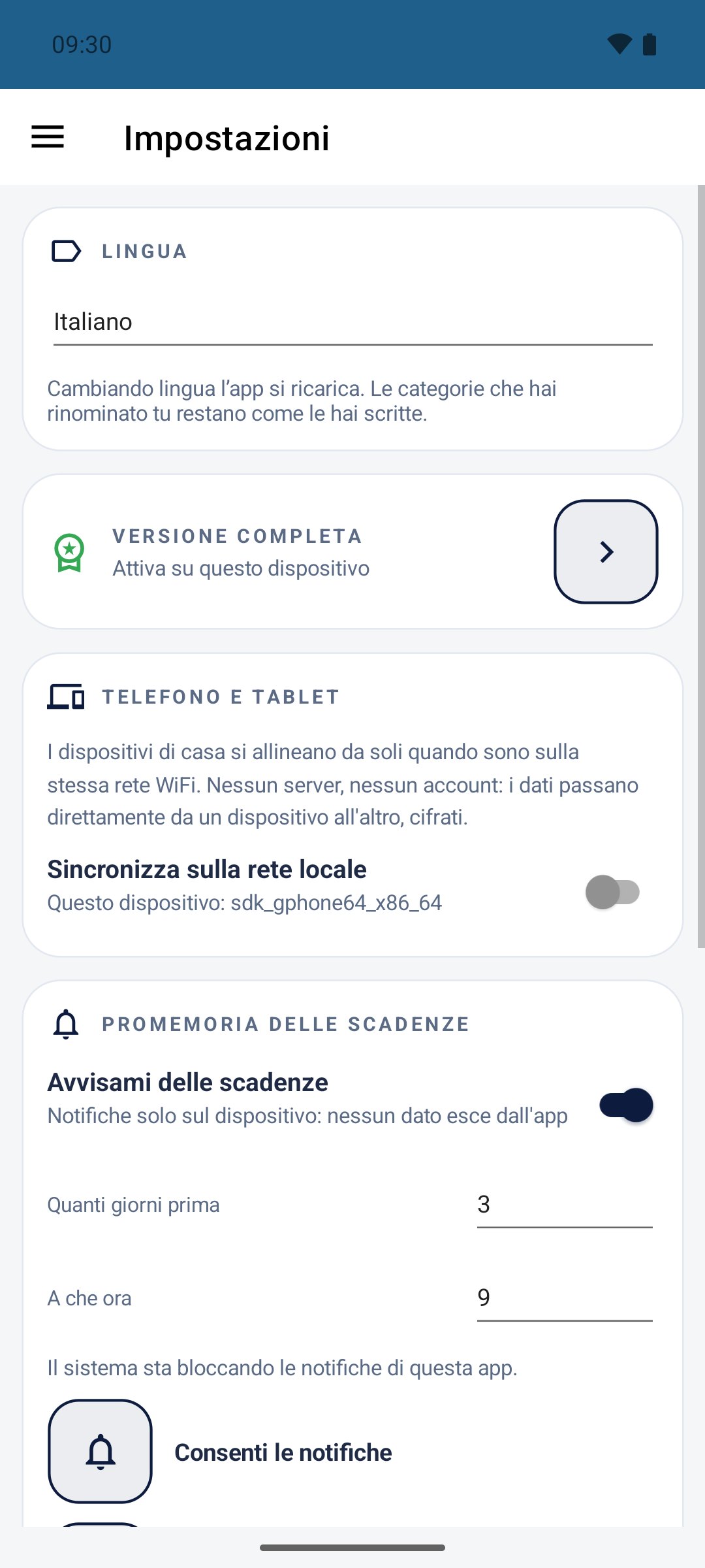 Il Mio Budget — impostazioni