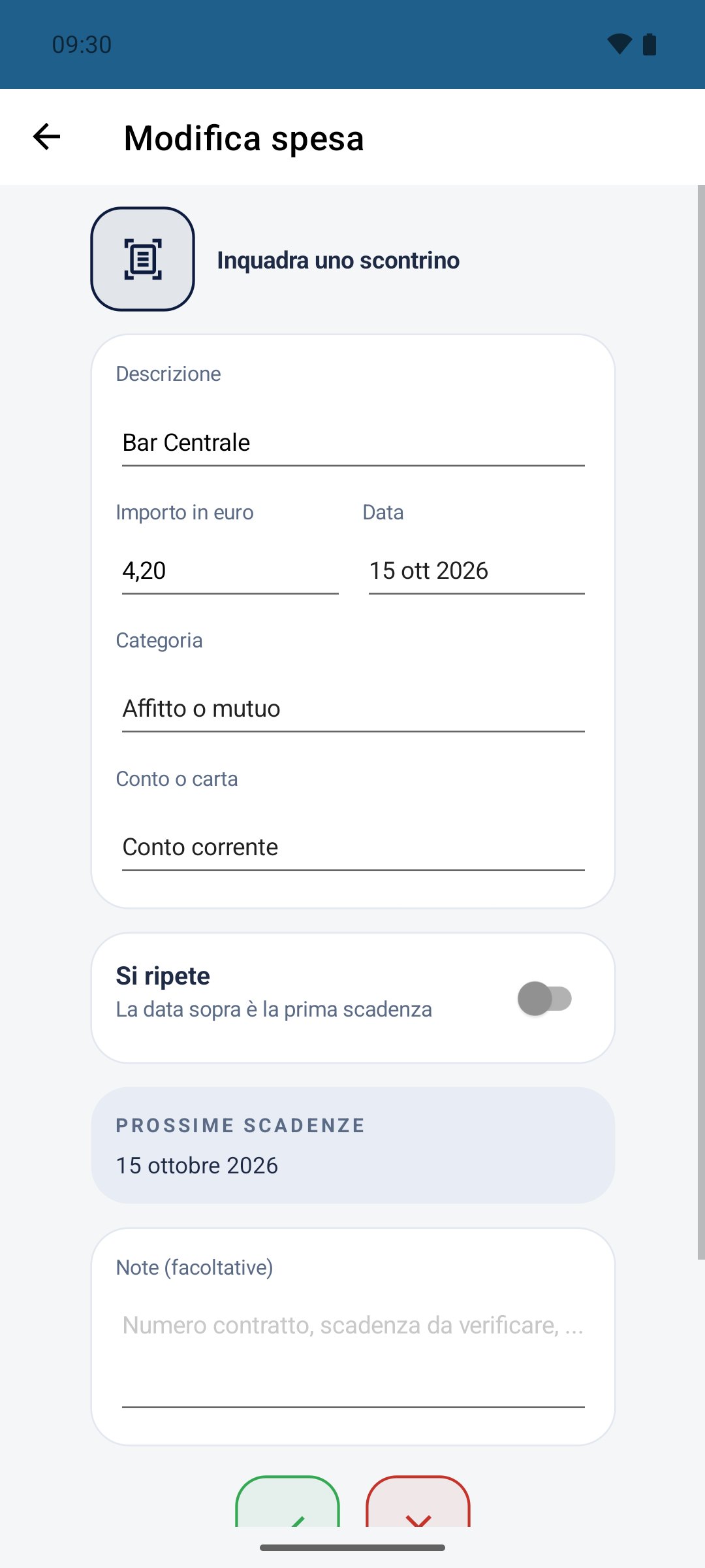 Il Mio Budget — scheda di una spesa
