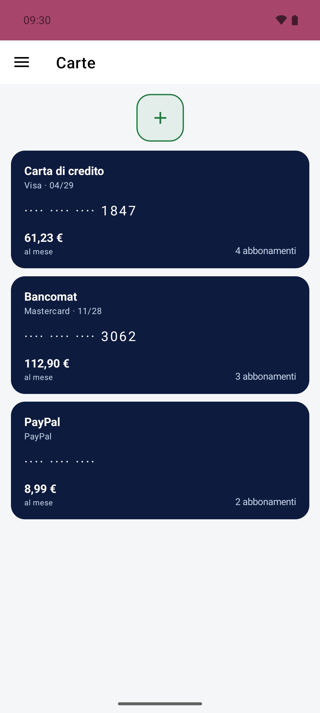 Rinnovi — le carte