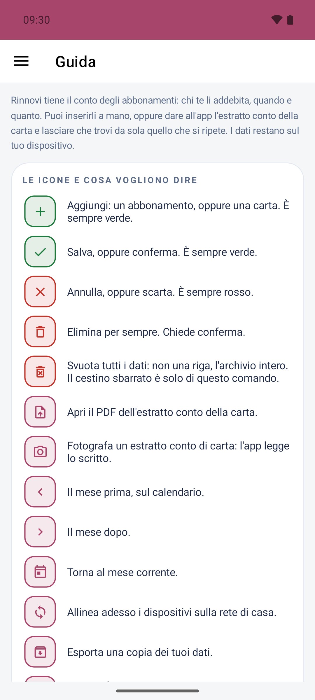 Rinnovi — guida all'uso