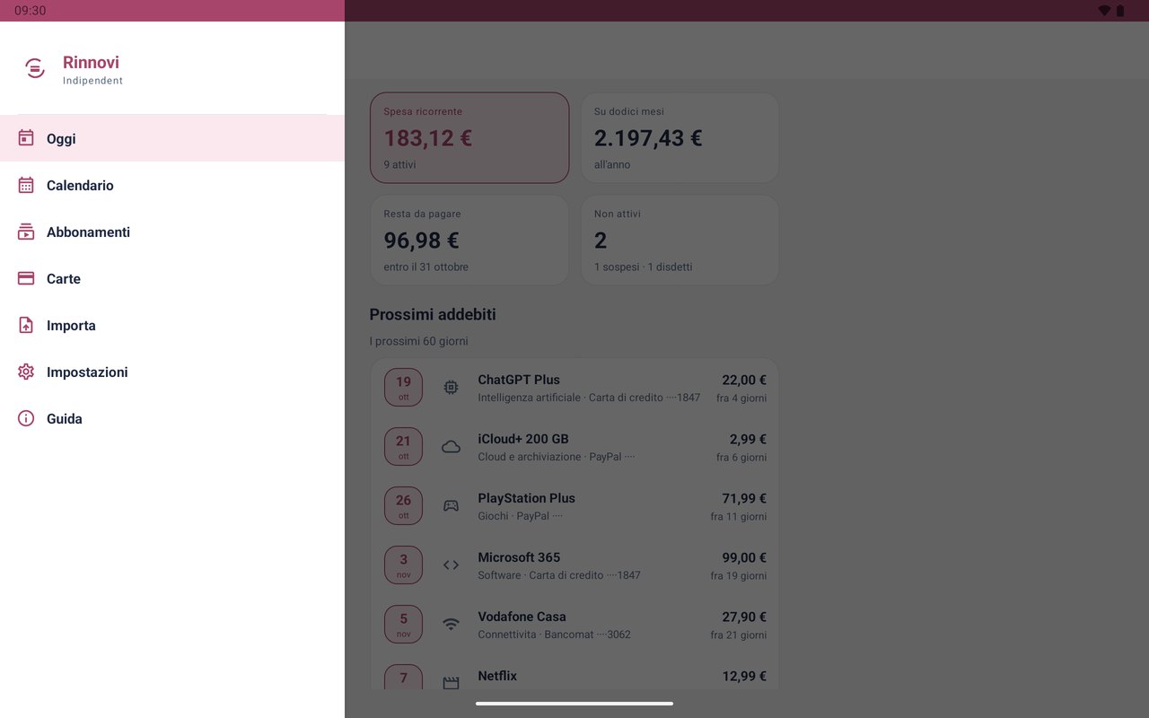 Rinnovi su tablet &mdash; menu